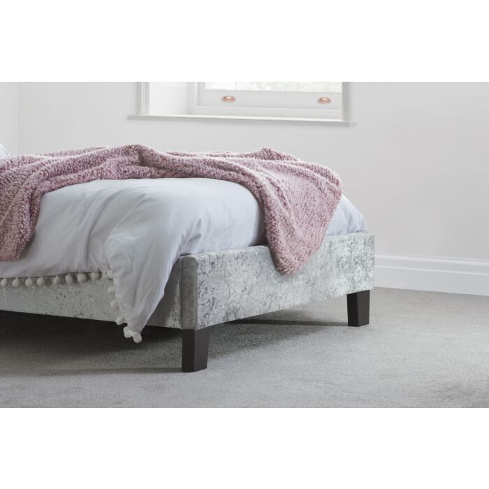 Berlin Single Bed Steel Crushed Velvet