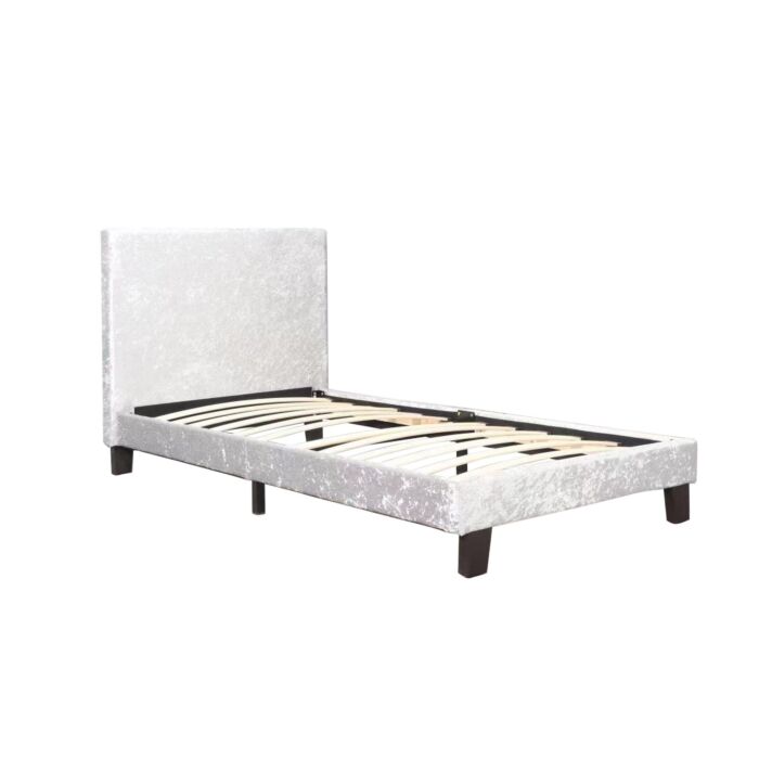 Berlin Single Bed Steel Crushed Velvet