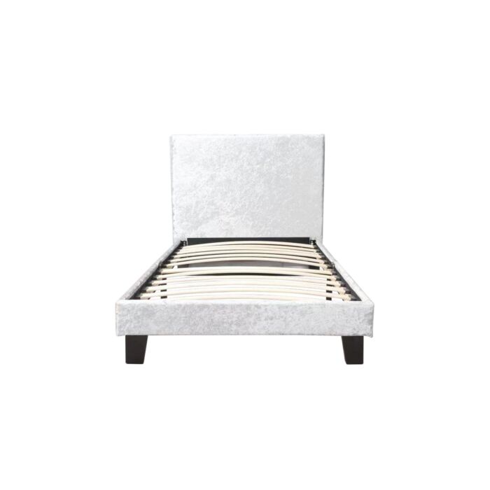 Berlin Single Bed Steel Crushed Velvet