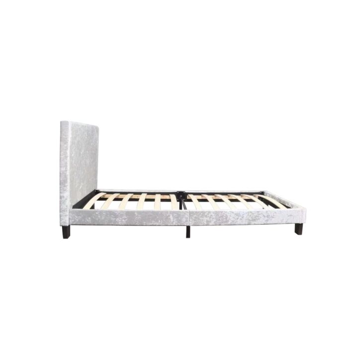 Berlin Single Bed Steel Crushed Velvet