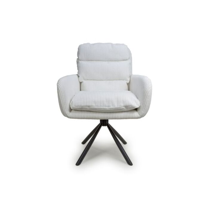 Cassidy Corduroy White Swivel Chair