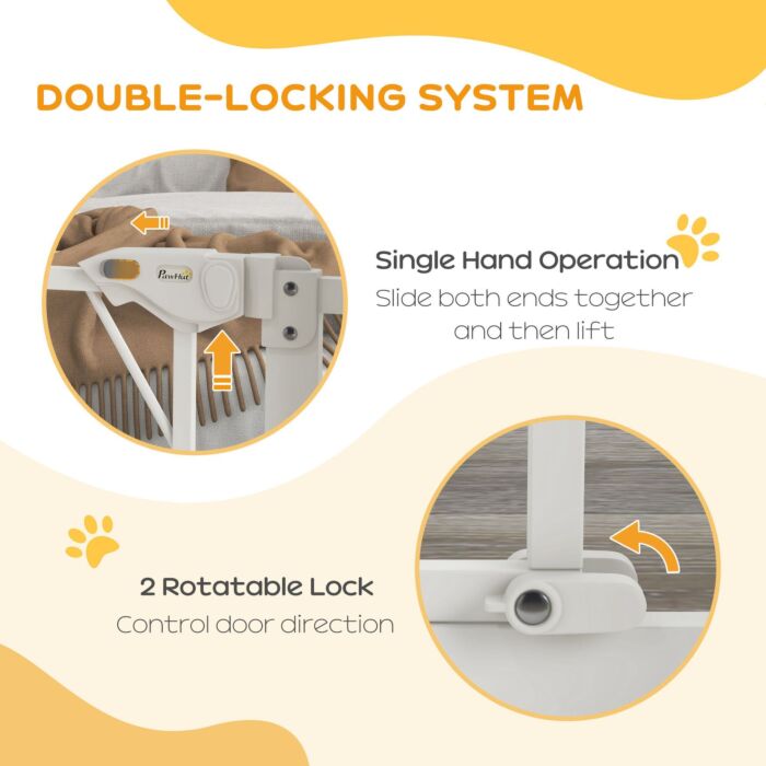 Pawhut Pressure Fit Stair Gate, Dog Gate, With Auto Closing Door, Double Locking, Easy Installation, Openings 74-80cm - White