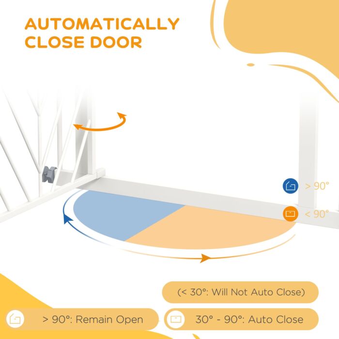 Pawhut Pressure Fit Stair Gate, Dog Gate, With Auto Closing Door, Double Locking, Easy Installation, Openings 74-80cm - White