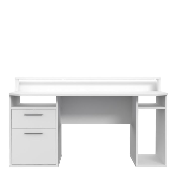 Tezaur Gaming Desk With Blue Led In White