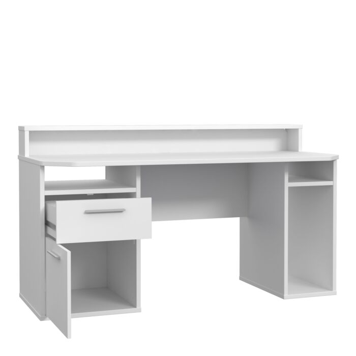Tezaur Gaming Desk With Blue Led In White