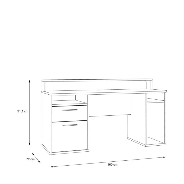 Tezaur Gaming Desk With Blue Led In White