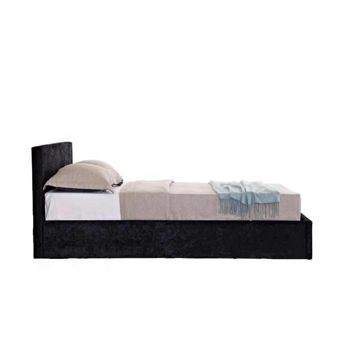 Berlin King Ottoman Bed Black Crushed Velvet