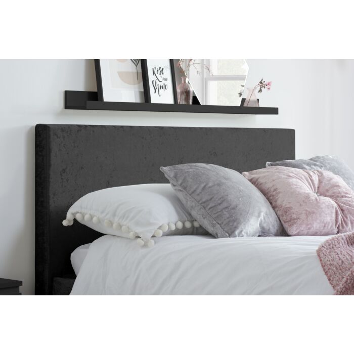 Berlin King Ottoman Bed Black Crushed Velvet