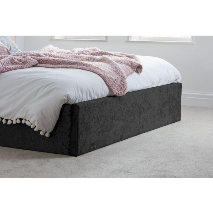 Berlin King Ottoman Bed Black Crushed Velvet