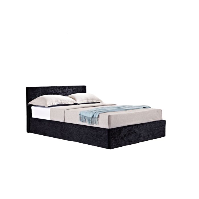 Berlin King Ottoman Bed Black Crushed Velvet