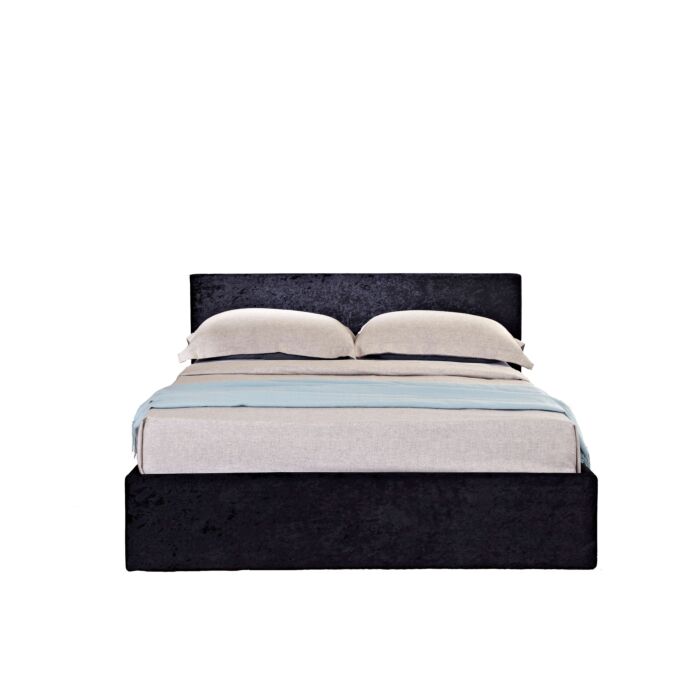 Berlin King Ottoman Bed Black Crushed Velvet
