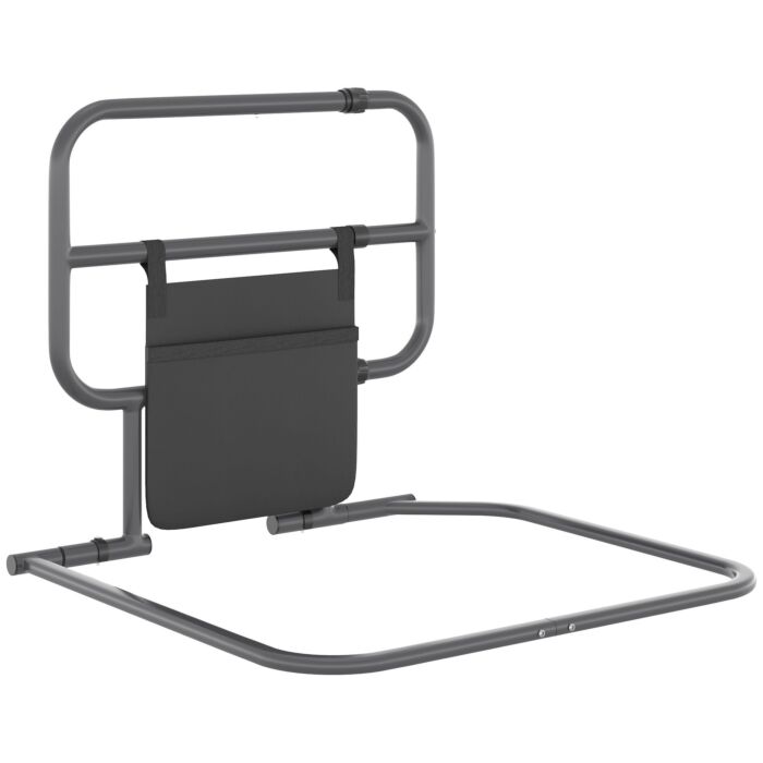 Homcom Folding Bed Rail, Bed Assist Rail With Storage Pocket Easy To Install, Maximumload 135kg, Black