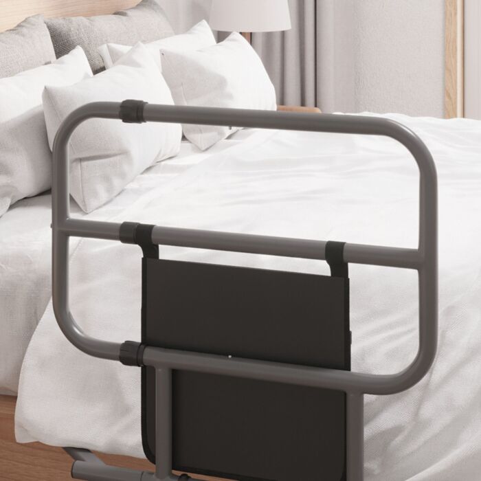 Homcom Folding Bed Rail, Bed Assist Rail With Storage Pocket Easy To Install, Maximumload 135kg, Black