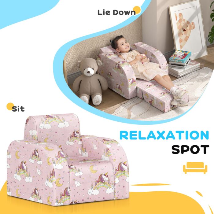 Aiyaplay Foldable Toddler Chair Soft Snuggle Sponge Filled For Bedroom Playroom, Aged 18 Months To 3 Years - Pink
