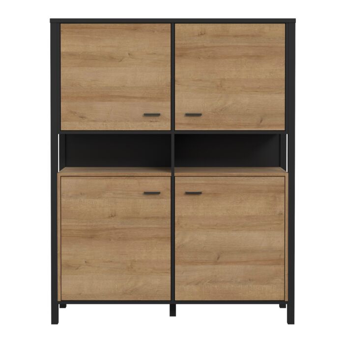 High Rock Storage Cabinet In Matt Black/riviera Oak
