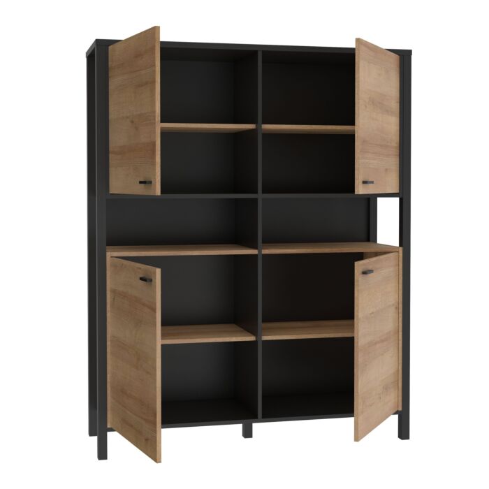 High Rock Storage Cabinet In Matt Black/riviera Oak