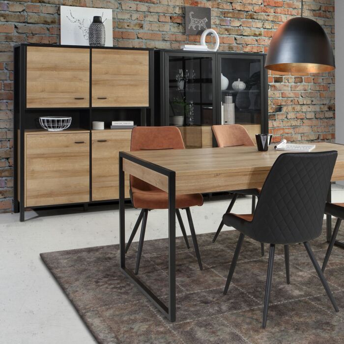 High Rock Storage Cabinet In Matt Black/riviera Oak