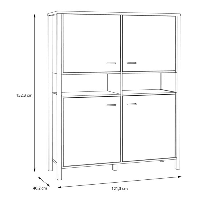 High Rock Storage Cabinet In Matt Black/riviera Oak