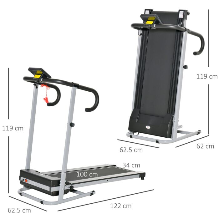Homcom 10km/h Unisex Electric Treadmill, Folding Indoor Cardio Treadmill, 1.25hp Motorised Running Jogging Walking Machine, W/ 3 Programs, Lcd Monitor