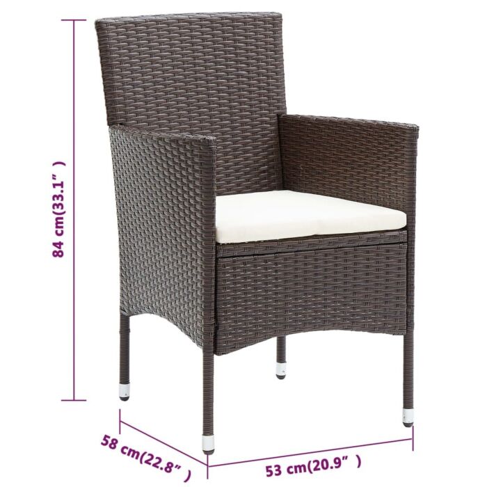 Vidaxl 5 Piece Garden Dining Set With Cushions Brown