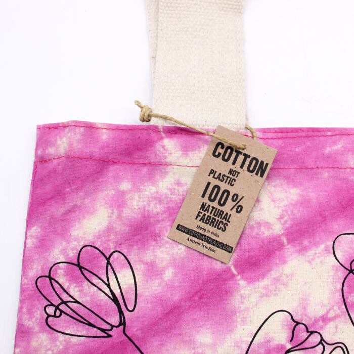 Tye-dye Cotton Bag (6oz) - 38x42x12cm - Namaste Hands - Multi - Natural Handle