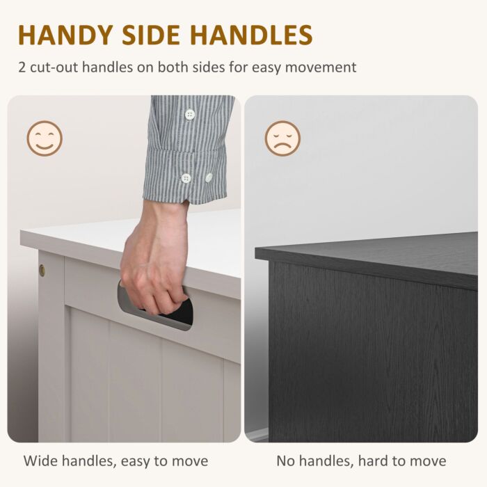 Homcom Storage Chest, Modern Storage Trunk With 2 Safety Hinges And Cut-out Handles, Wooden Toy Box, 76 X 40 X 48 Cm, White