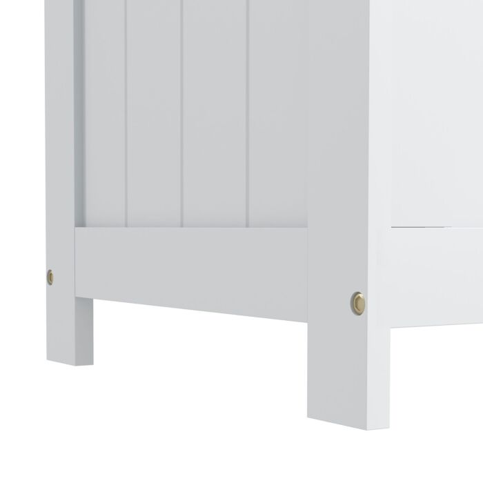 Homcom Storage Chest, Modern Storage Trunk With 2 Safety Hinges And Cut-out Handles, Wooden Toy Box, 76 X 40 X 48 Cm, White