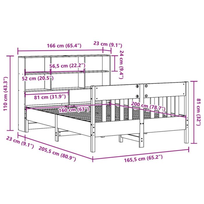Vidaxl Bed Frame Without Mattress Wax Brown 160x200 Cm Solid Wood Pine