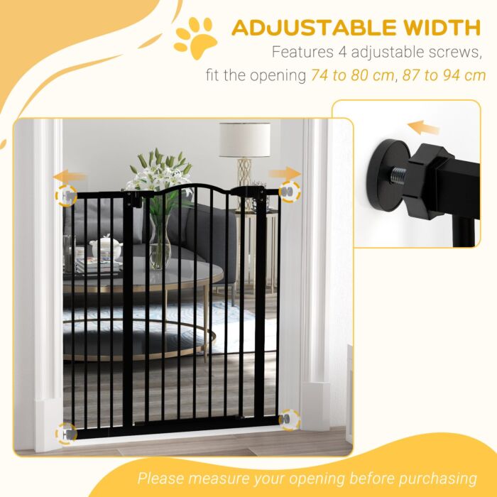 Pawhut Metal Pet Safety Gate Dog Gate Folding Fence, Black