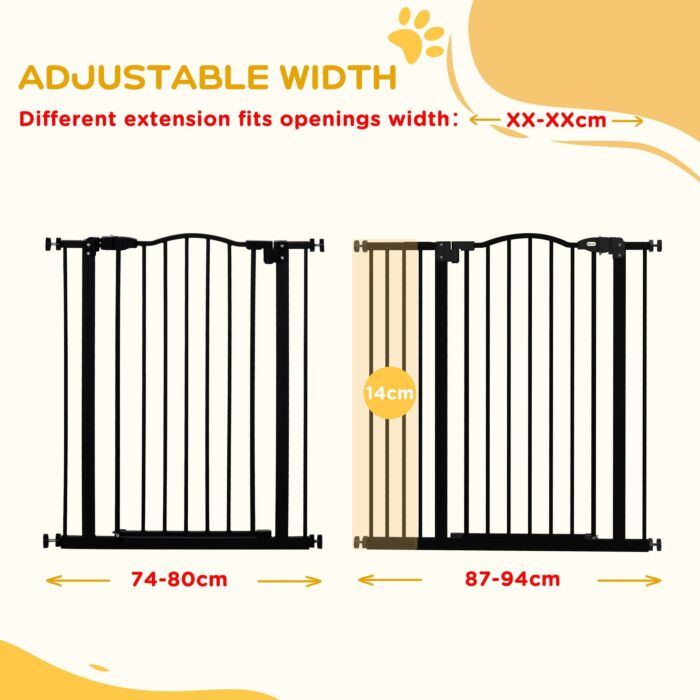 Pawhut Metal Pet Safety Gate Dog Gate Folding Fence, Black
