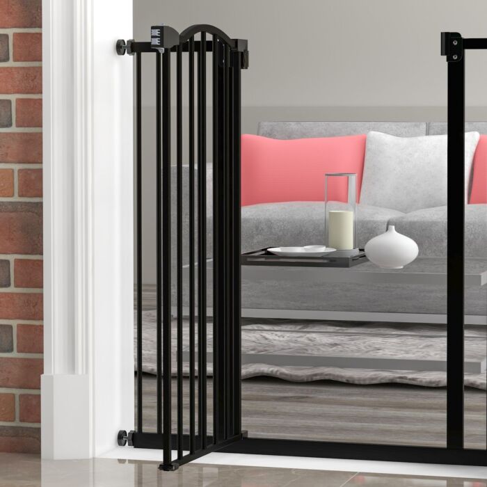 Pawhut Metal Pet Safety Gate Dog Gate Folding Fence, Black