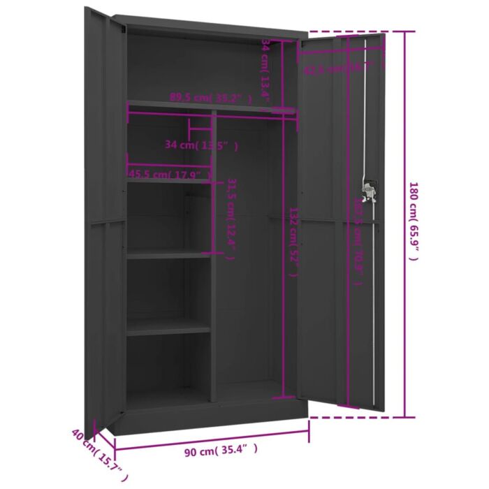 Vidaxl Locker Cabinet Anthracite 90x40x180 Cm Steel