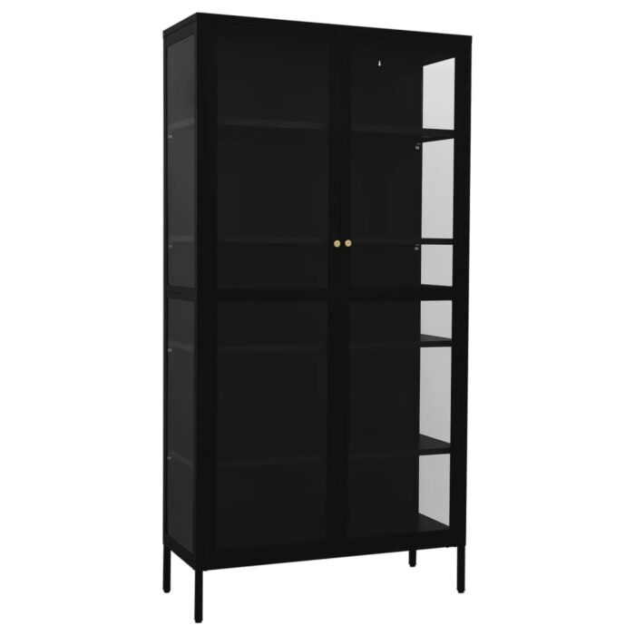 Vidaxl Display Cabinet Black 90x40x180 Cm Steel And Tempered Glass