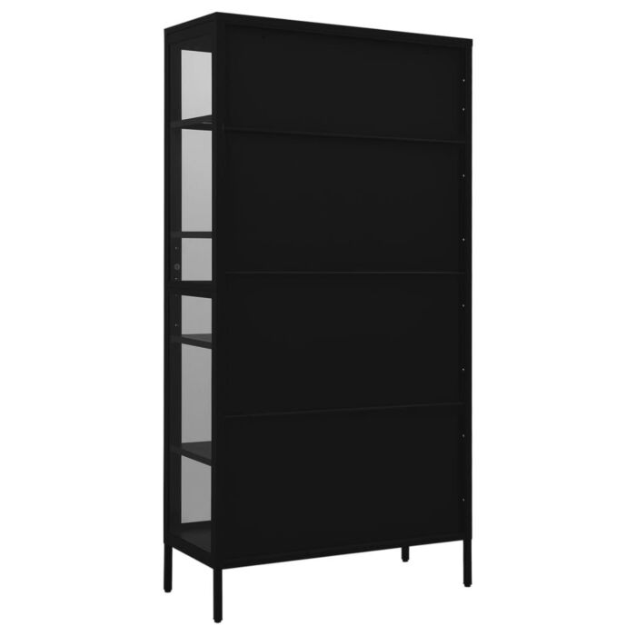 Vidaxl Display Cabinet Black 90x40x180 Cm Steel And Tempered Glass