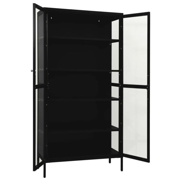 Vidaxl Display Cabinet Black 90x40x180 Cm Steel And Tempered Glass
