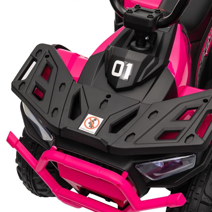 Aiyaplay 12v Kids Electric Ride On Atv, Battery Powered Quad Bike W/ Spring Suspension, Forward Backward, Storage Basket - Pink