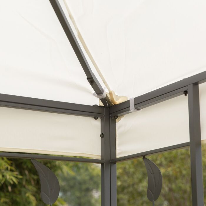 Outsunny 3 X 3m Outdoor Garden Steel Gazebo With 2 Tier Roof, Patio Canopy Marquee Patio Party Tent Canopy Shelter Vented Roof Decorative Frame Cream
