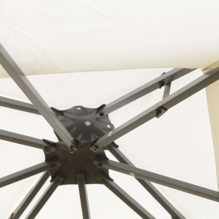 Outsunny 3 X 3m Outdoor Garden Steel Gazebo With 2 Tier Roof, Patio Canopy Marquee Patio Party Tent Canopy Shelter Vented Roof Decorative Frame Cream