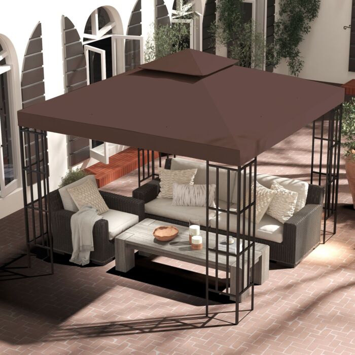 Outsunny 3 X 3(m) Gazebo Replacement Canopies Replacement Cover Spare Part Coffee (top Only)