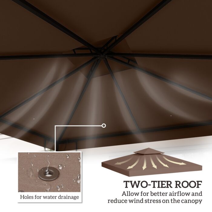 Outsunny 3 X 3(m) Gazebo Replacement Canopies Replacement Cover Spare Part Coffee (top Only)