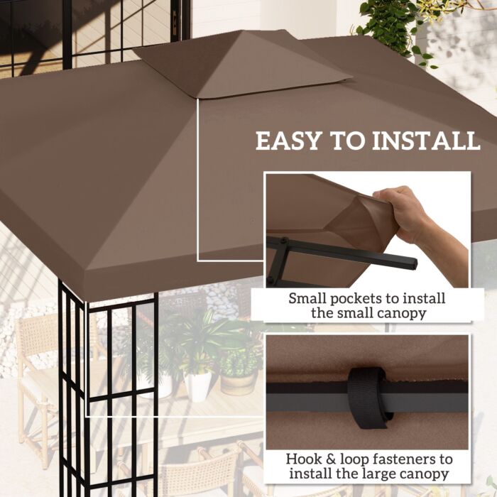 Outsunny 3 X 3(m) Gazebo Replacement Canopies Replacement Cover Spare Part Coffee (top Only)