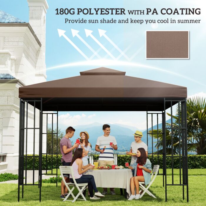 Outsunny 3 X 3(m) Gazebo Replacement Canopies Replacement Cover Spare Part Coffee (top Only)