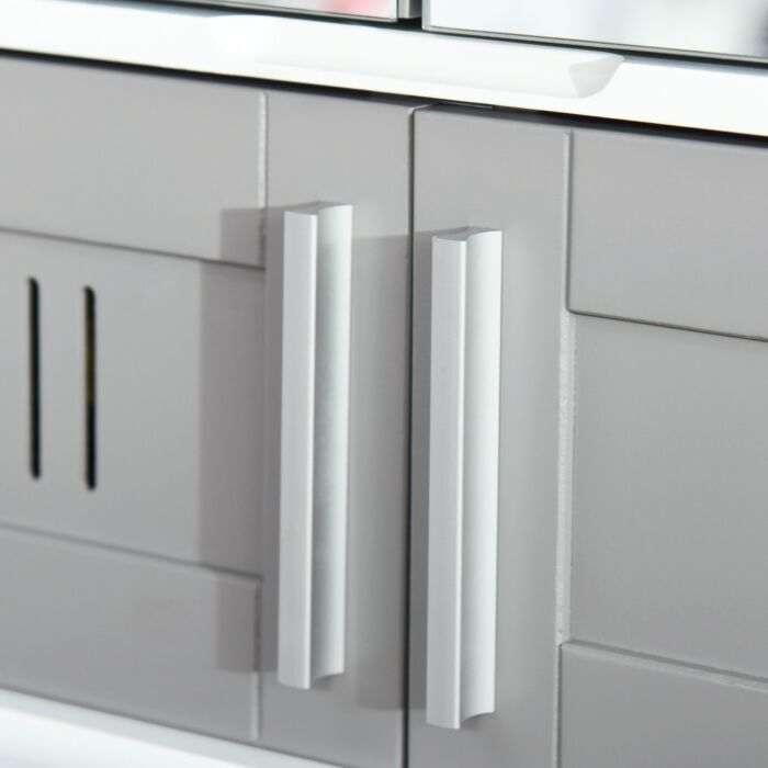 Kleankin Bathroom Mirror Cabinet, Wall Mounted Storage Cupboard With Double Doors And Adjustable Shelf, Bathroom Organizer, Grey