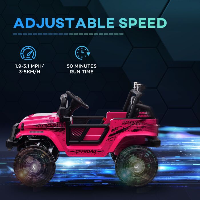 Aiyaplay 12v Battery Powered Kids Ride On Car, Electric Truck W/ Spring Suspension, Remote, Music Horn Lights - Pink