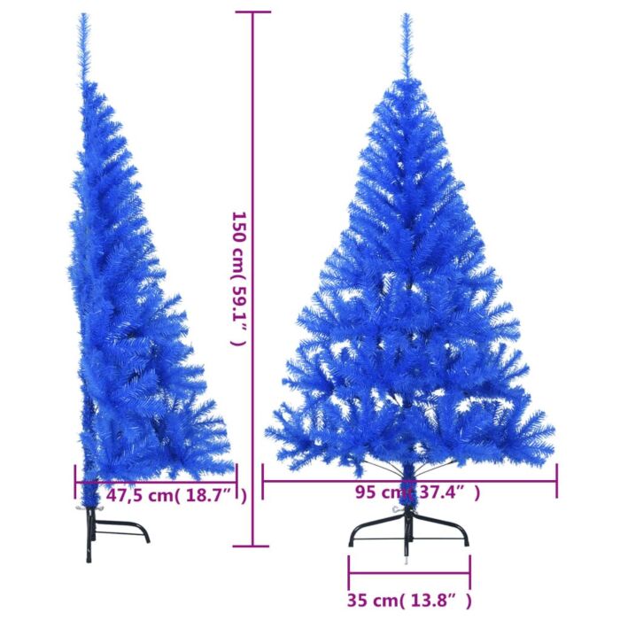 Vidaxl Artificial Half Christmas Tree With Stand Blue 150 Cm Pvc