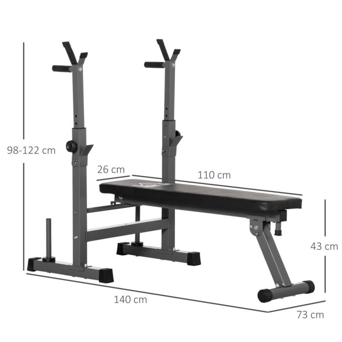 Homcom Adjustable Weight Bench, Foldable Bench Press With Barbell Rack And Dip Station For Home Gym, Strength Training Multiuse Workout Bench
