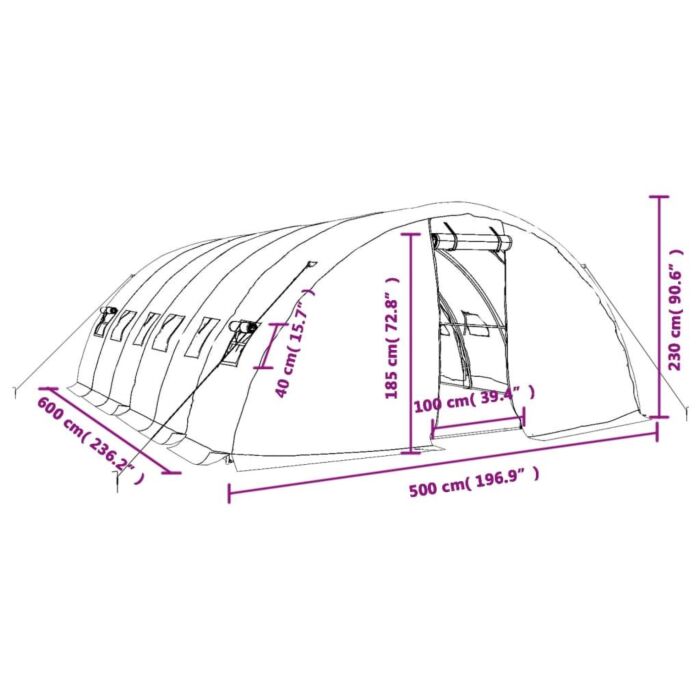 Vidaxl Greenhouse With Steel Frame Green 30 M² 6x5x2.3 M