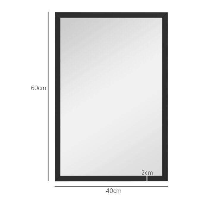 Homcom Wall Bathroom Mirror, 60 X 40 Cm Wall-mounted Mirror, Black