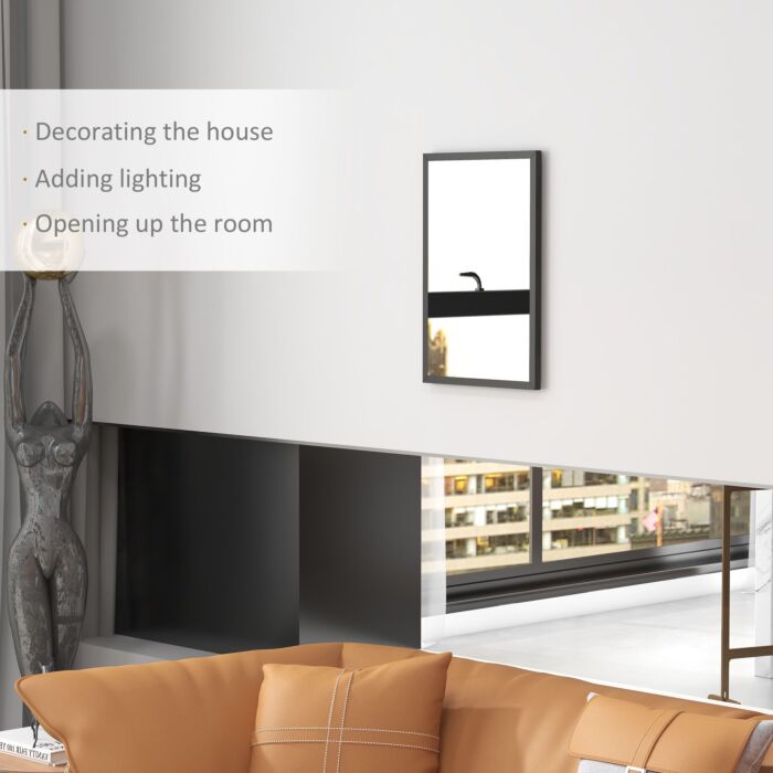 Homcom Wall Bathroom Mirror, 60 X 40 Cm Wall-mounted Mirror, Black