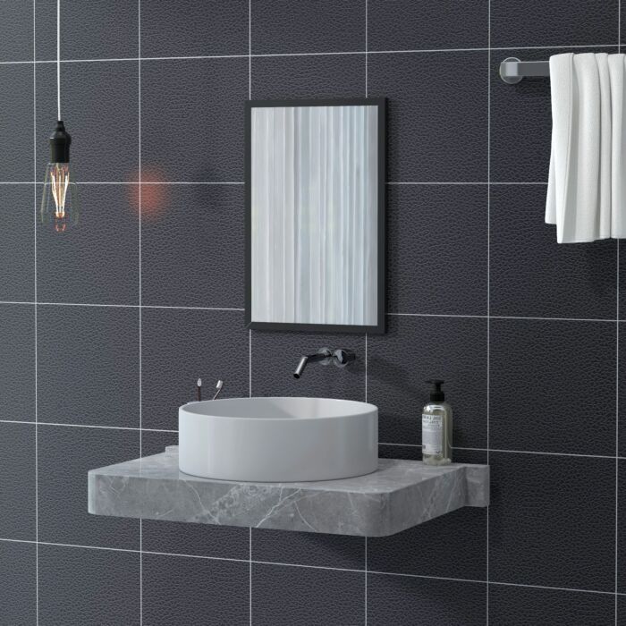 Homcom Wall Bathroom Mirror, 60 X 40 Cm Wall-mounted Mirror, Black